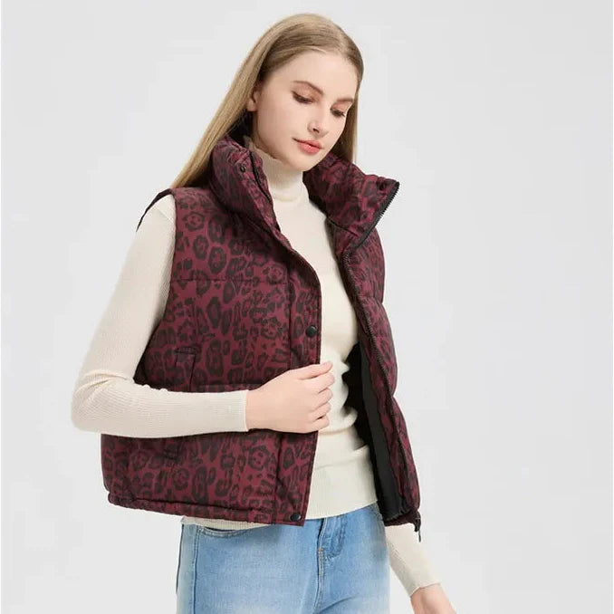 Gilet matelassé imprimé animal pour femme - Alisanne
