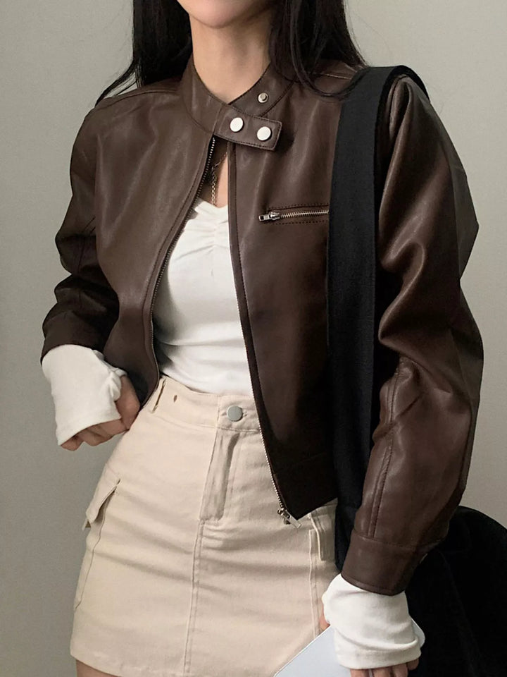 Veste courte en cuir pour femme - Liorane