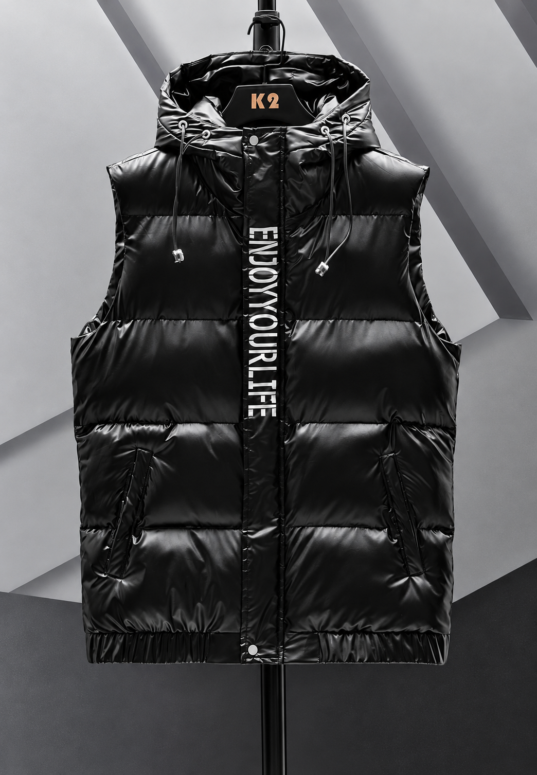 Doudoune sans manches homme capuche réglable finition brillante style urbain - Keldan