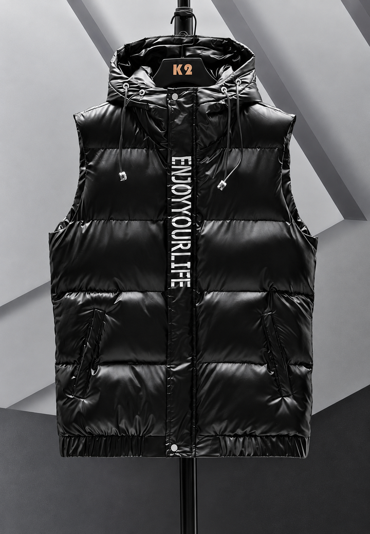 Doudoune sans manches homme capuche réglable finition brillante style urbain - Keldan