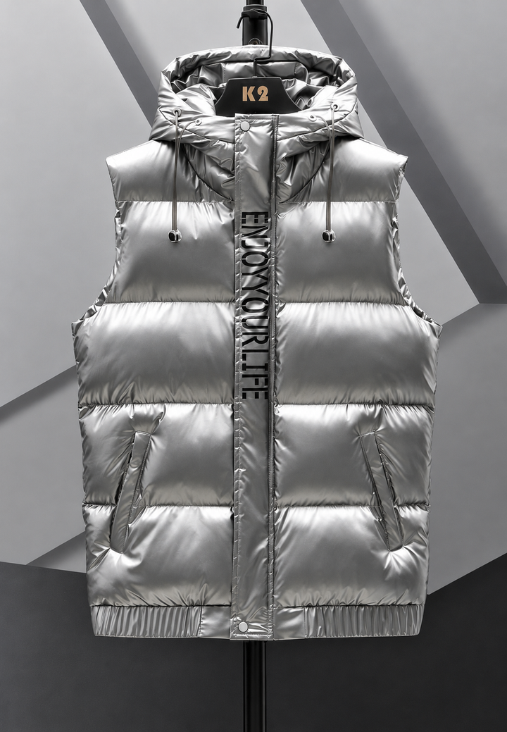 Doudoune sans manches homme capuche réglable finition brillante style urbain - Keldan