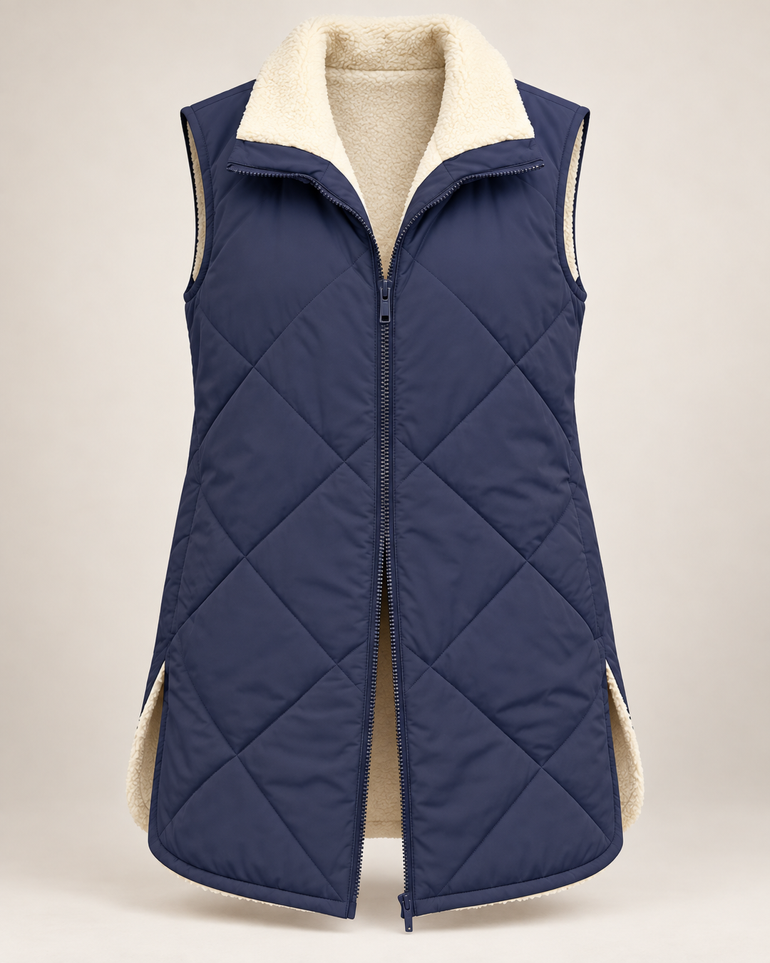 Gilet matelassé réversible pour femme, effet fourrure - Solange