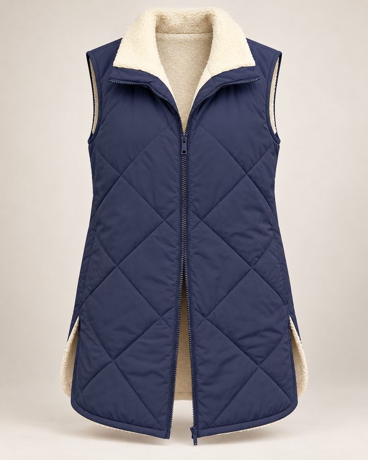 Gilet matelassé réversible pour femme, effet fourrure - Solange
