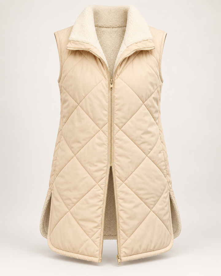Gilet matelassé réversible pour femme, effet fourrure - Solange