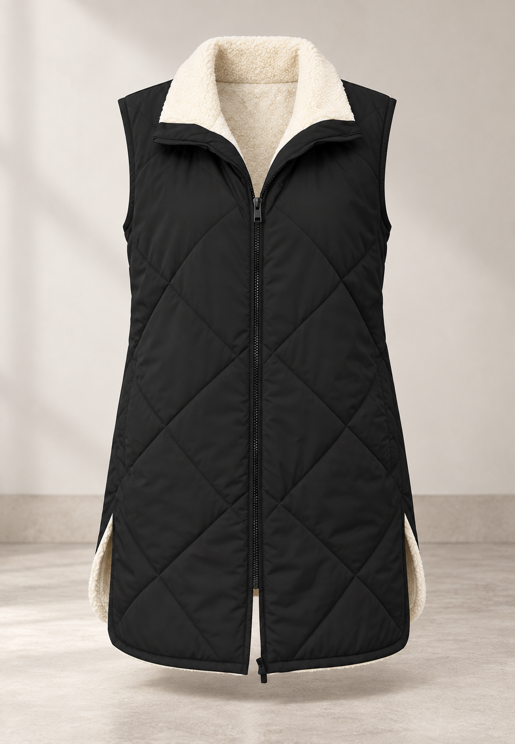 Gilet matelassé réversible pour femme, effet fourrure - Solange