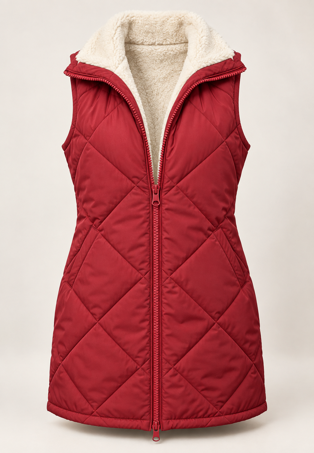 Gilet matelassé réversible pour femme, effet fourrure - Solange