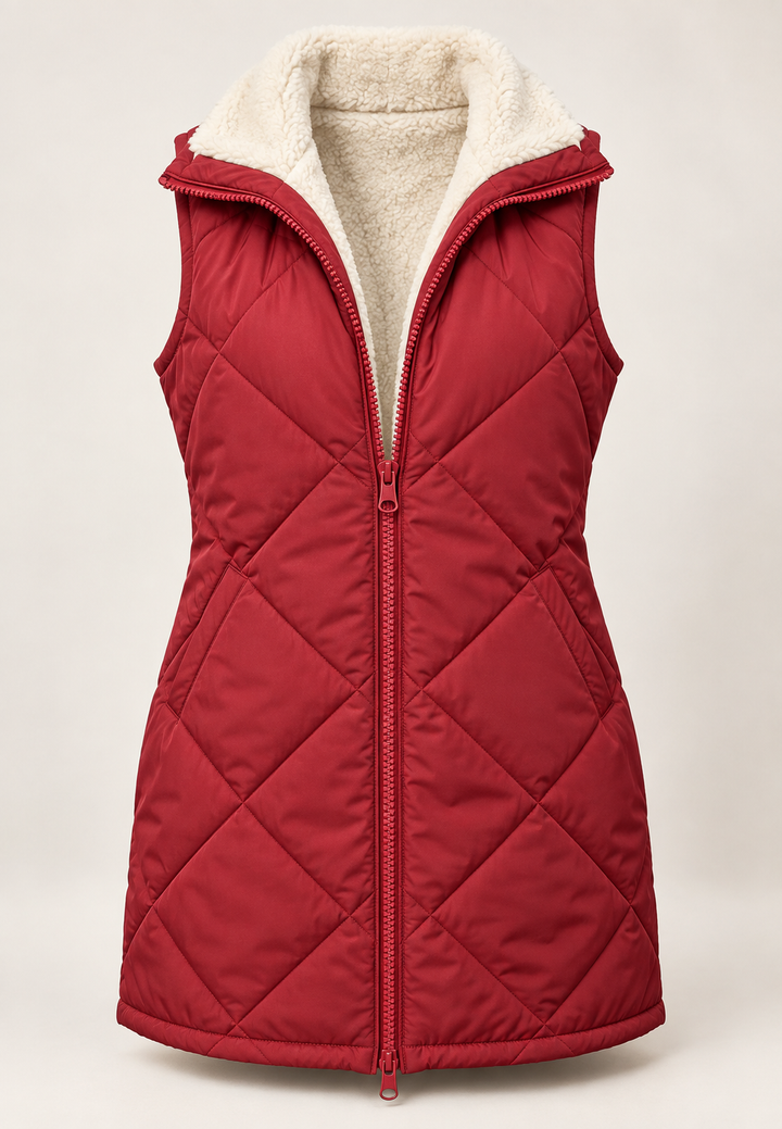 Gilet matelassé réversible pour femme, effet fourrure - Solange