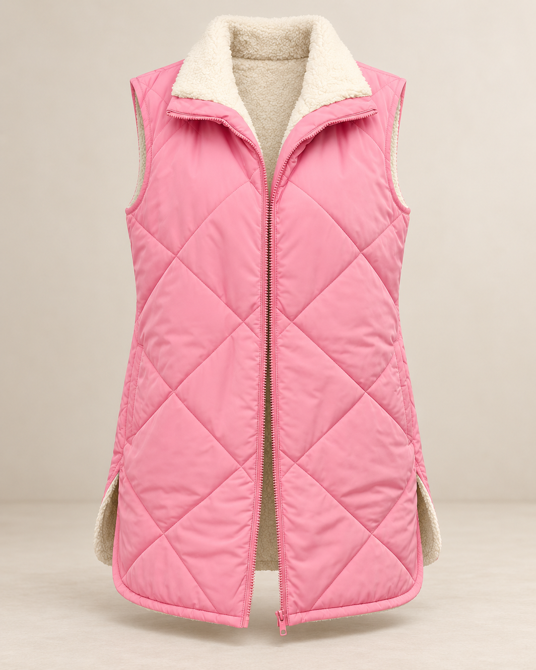 Gilet matelassé réversible pour femme, effet fourrure - Solange