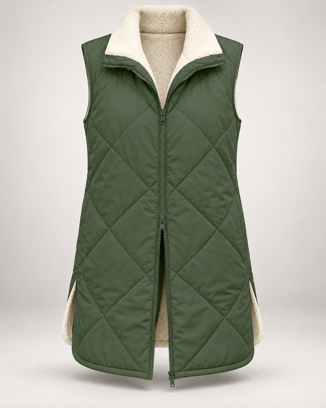 Gilet matelassé réversible pour femme, effet fourrure - Solange