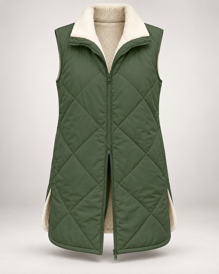 Gilet matelassé réversible pour femme, effet fourrure - Solange