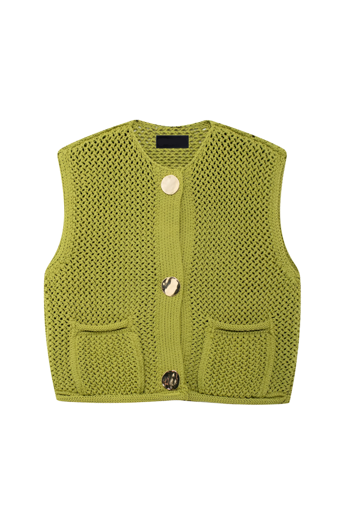Gilet femme en maille épaisse, avec boutons et poches - Dumas