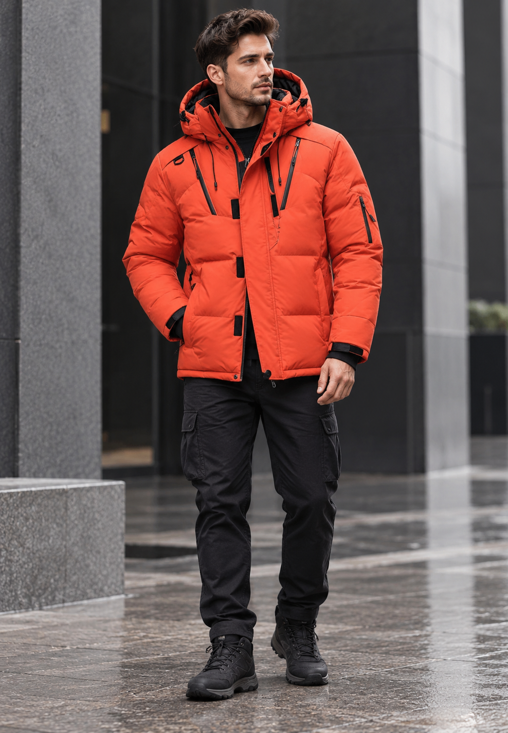 Veste matelassée outdoor homme à capuche et col montant - Stellan
