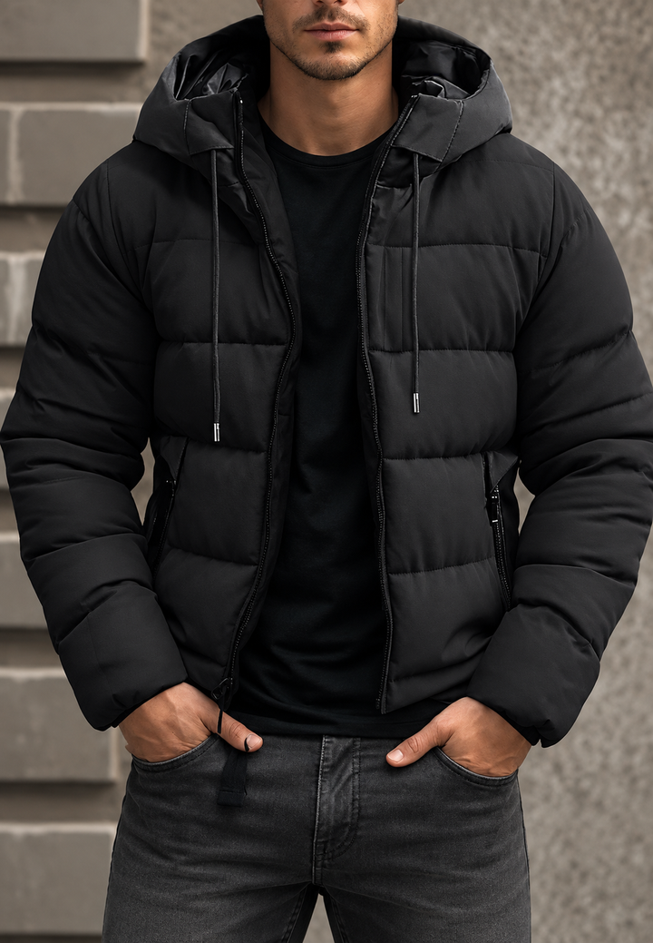 Veste matelassée pour homme, coupe classique, à capuche et fermeture éclair - Hakon