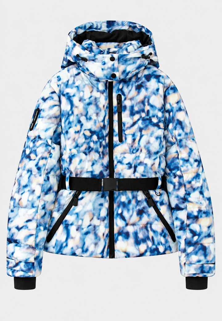 Veste matelassée femme à capuche, ceinture ajustable et poches zippées - Eliane