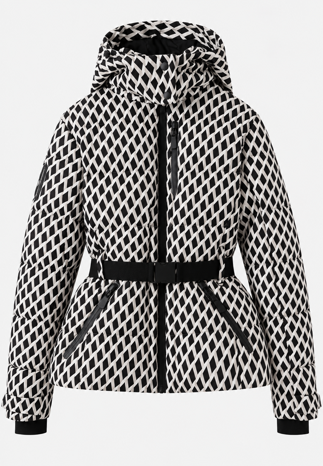 Veste matelassée femme à capuche, ceinture ajustable et poches zippées - Eliane