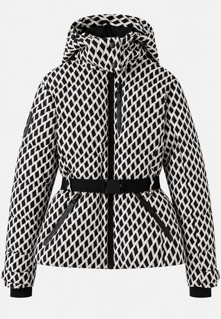 Veste matelassée femme à capuche, ceinture ajustable et poches zippées - Eliane