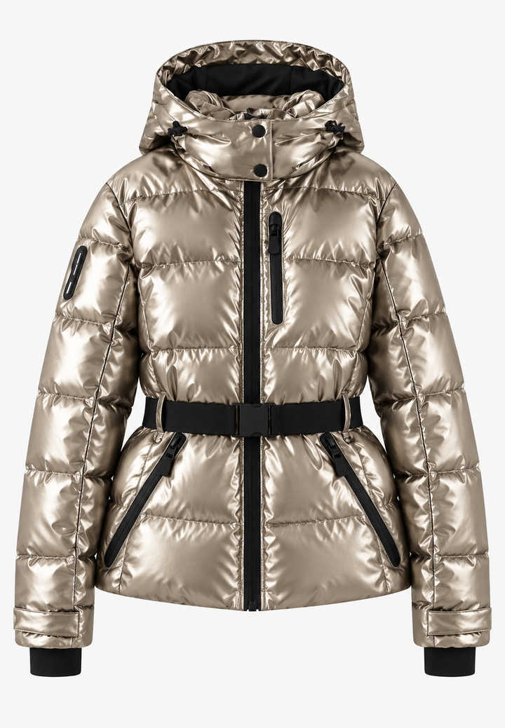 Veste matelassée femme à capuche, ceinture ajustable et poches zippées - Eliane