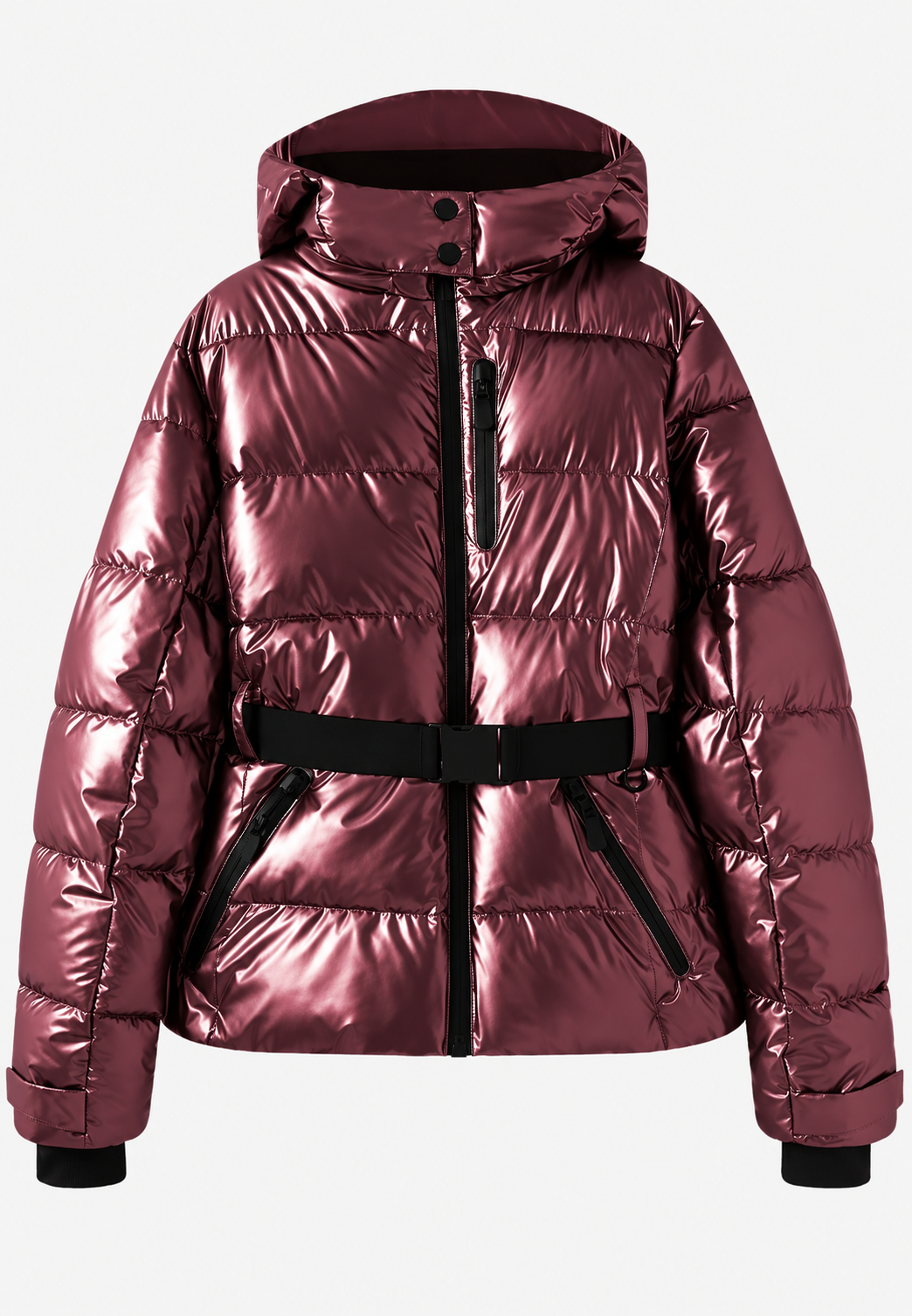 Veste matelassée femme à capuche, ceinture ajustable et poches zippées - Eliane