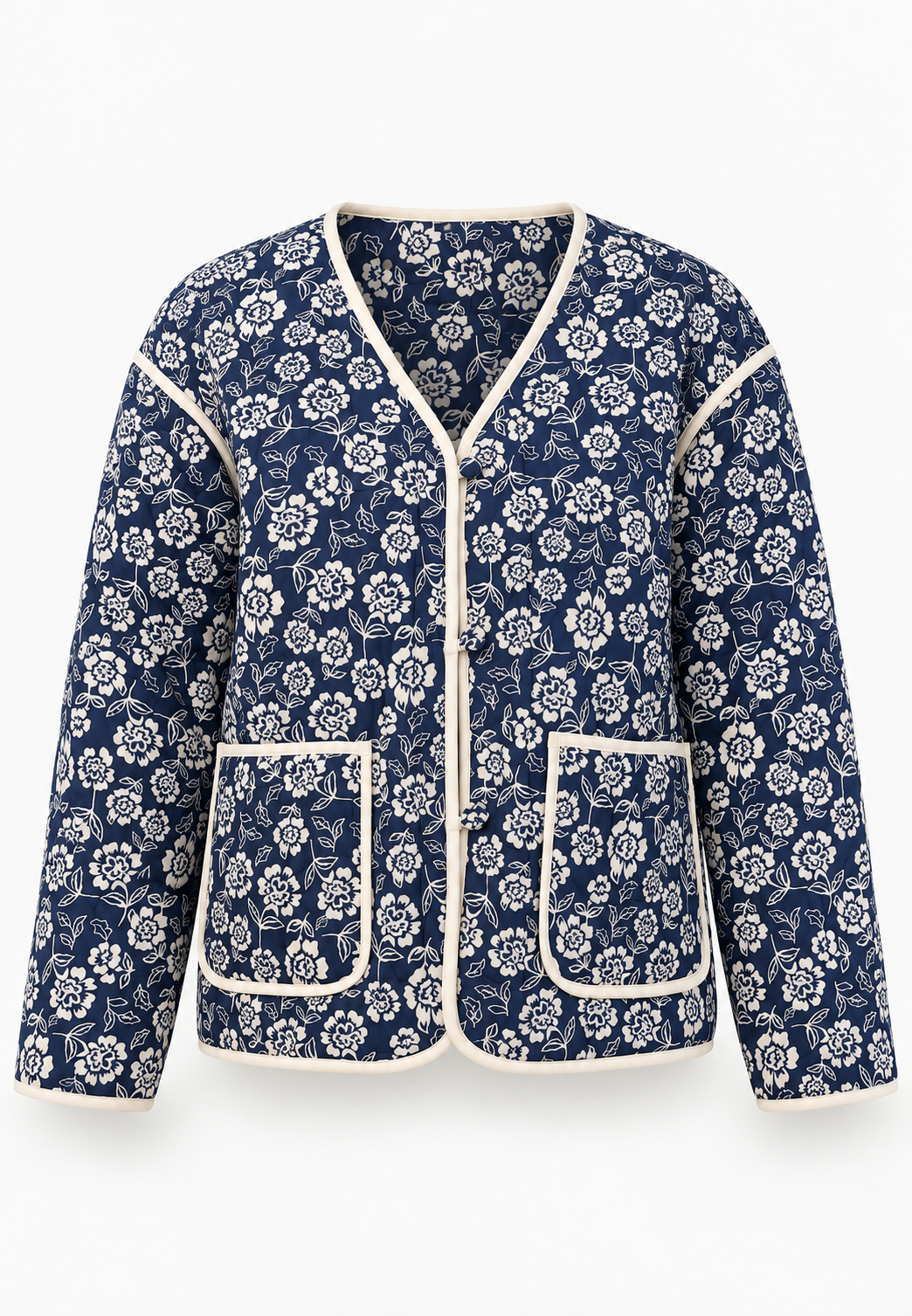 Veste matelassée femme à imprimé floral et bordures contrastantes - Mireva