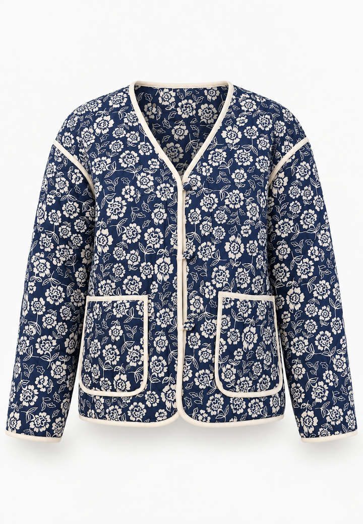 Veste matelassée femme à imprimé floral et bordures contrastantes - Mireva