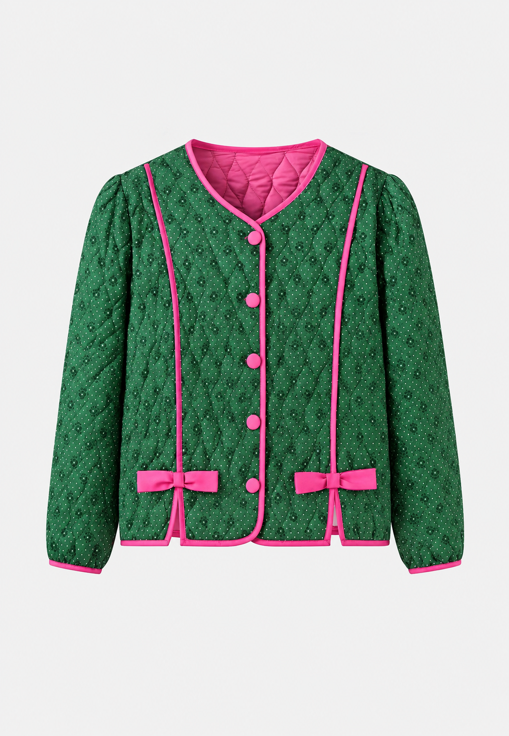 Veste matelassée femme à imprimé géométrique et nœuds décoratifs - Selvara