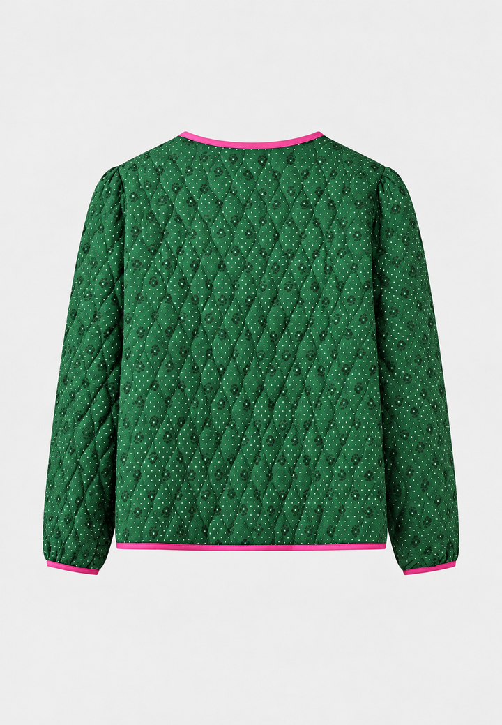 Veste matelassée femme à imprimé géométrique et nœuds décoratifs - Selvara