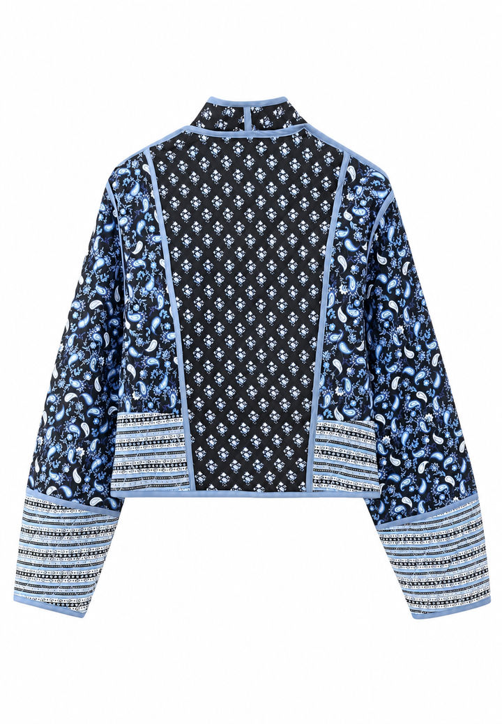 Veste matelassée femme à imprimé cachemire combiné et bordures - Norelia