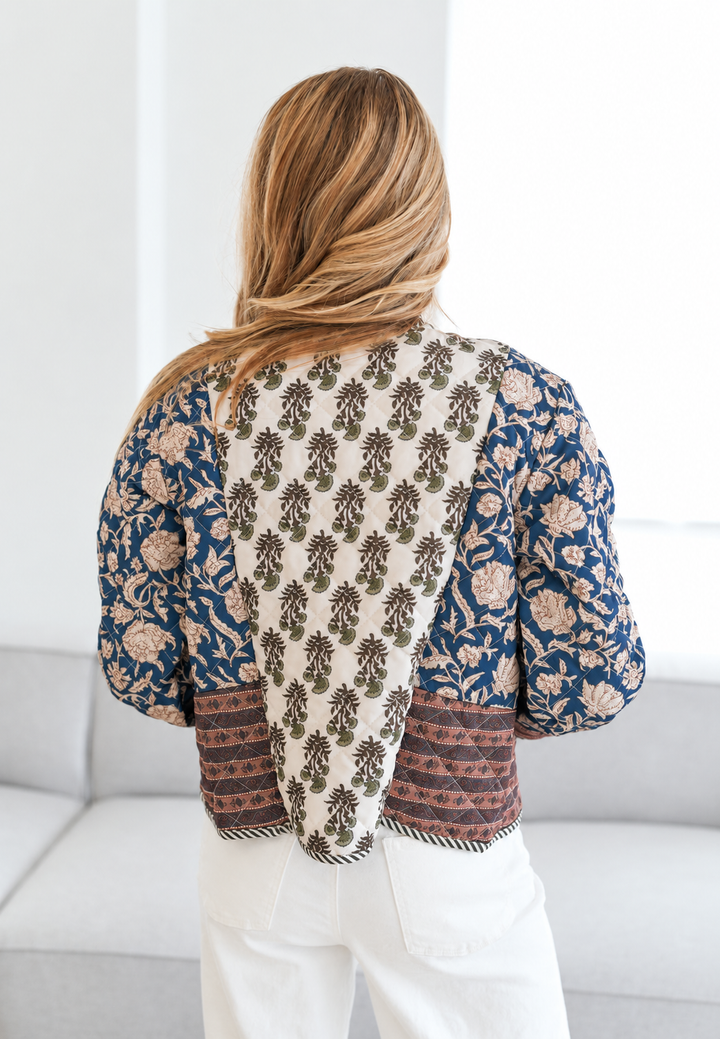 Veste matelassée femme à imprimé patchwork floral - Karris