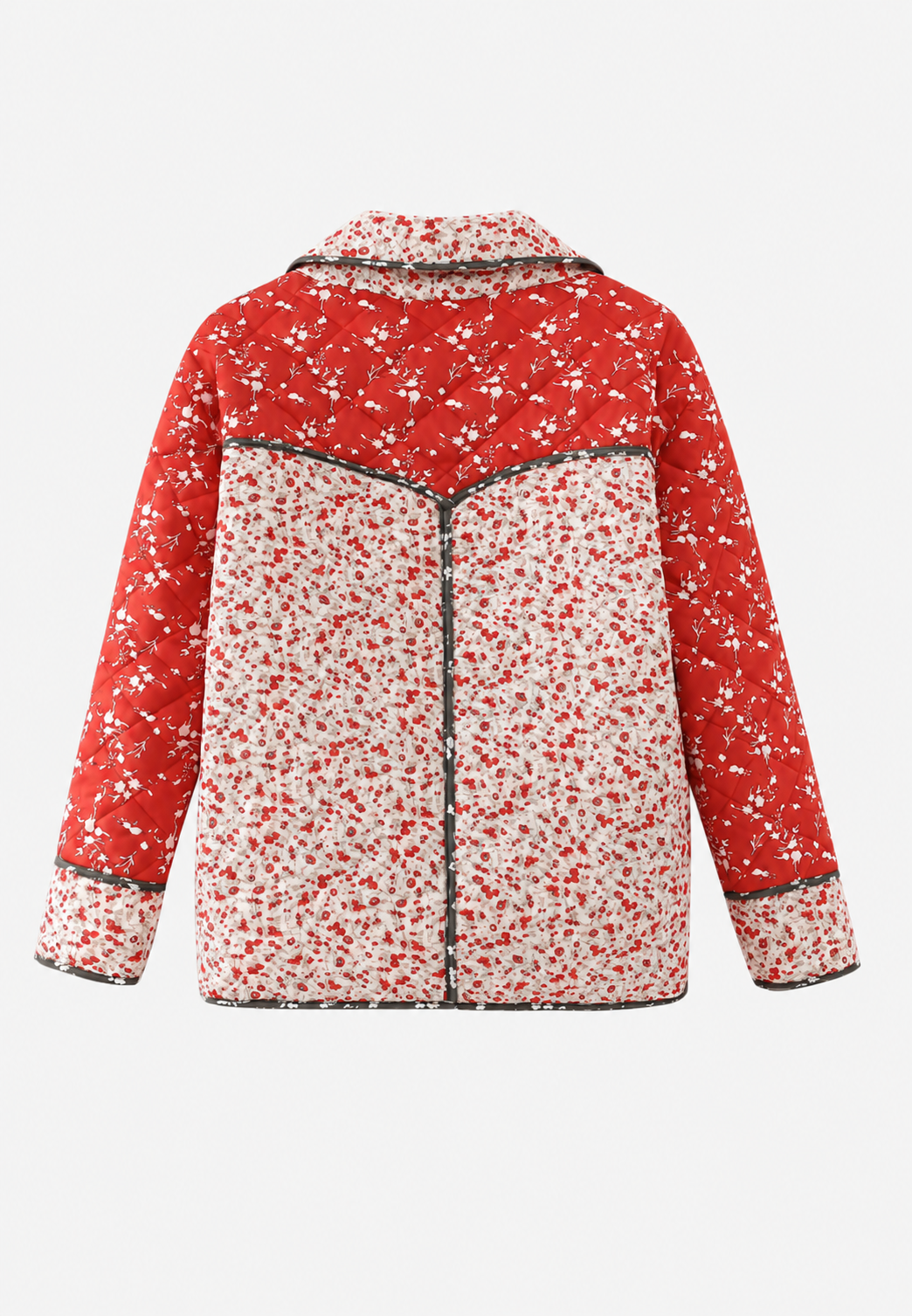 Veste matelassée femme en patchwork floral à boutons - Belemina