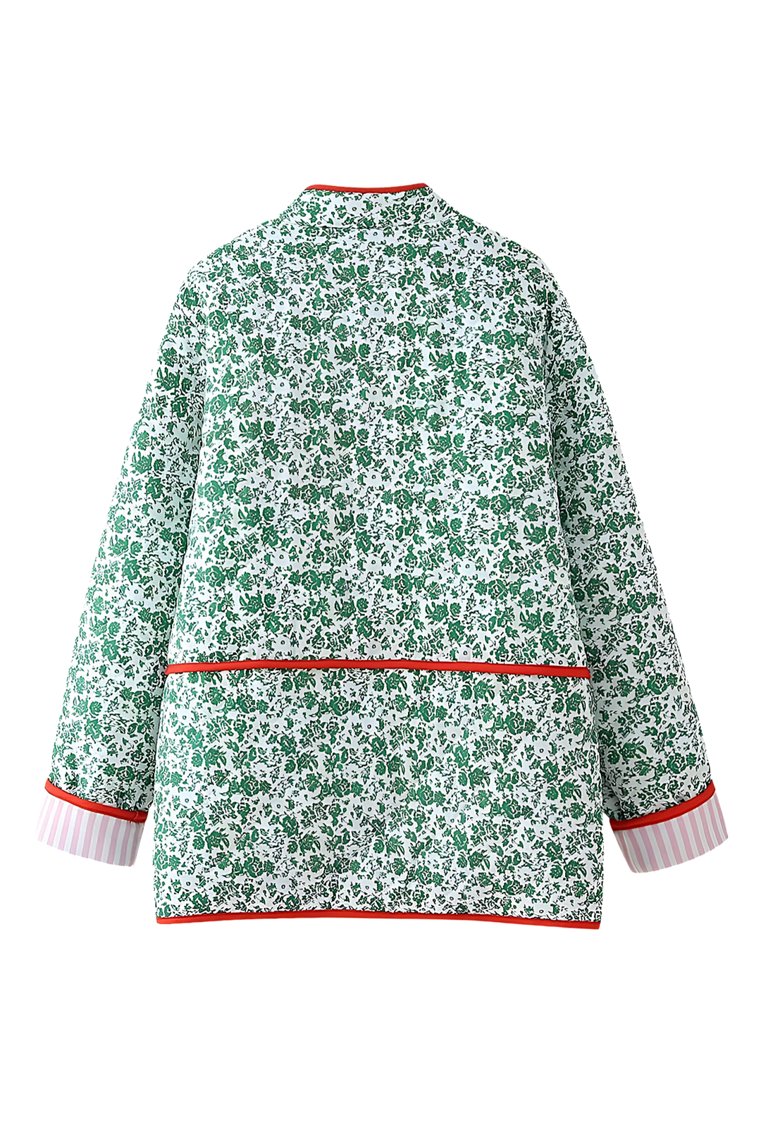 Veste matelassée fleurie femme à bordures contrastantes et brandebourgs - Celindra