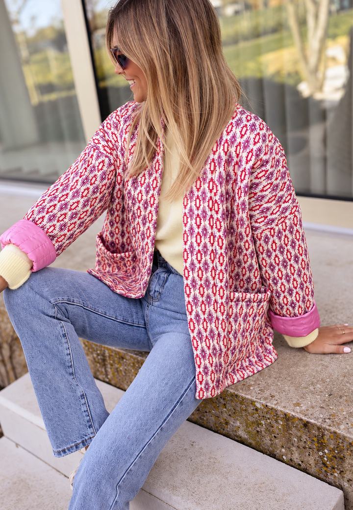Veste matelassée femme à motifs géométriques et coupe droite - Eliora