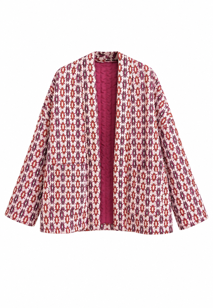 Veste matelassée femme à motifs géométriques et coupe droite - Eliora
