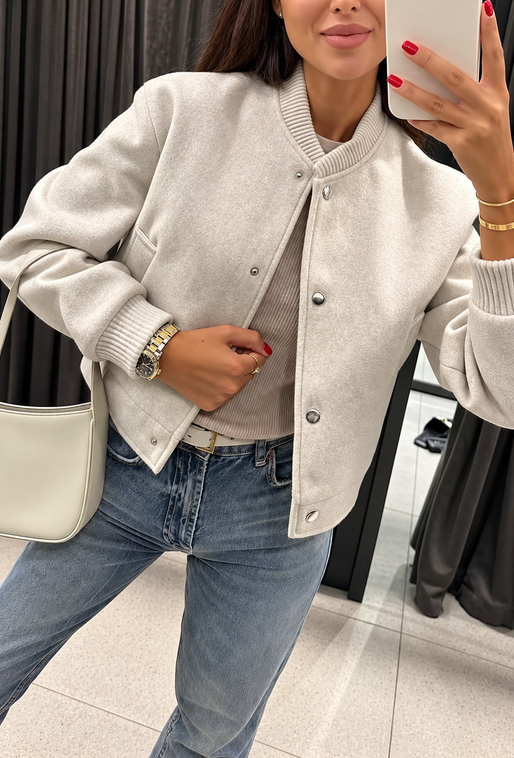 Veste bomber femme en maille à boutons-pression - Calista