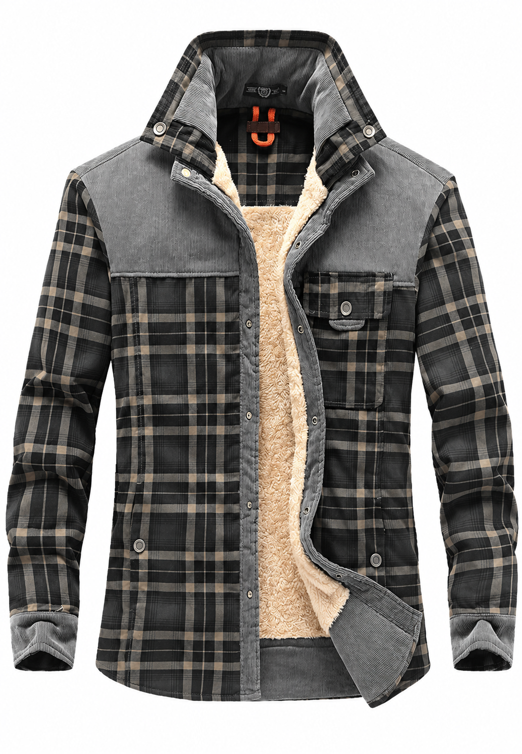 Surchemise homme à carreaux doublure effet mouton col montant - Valther
