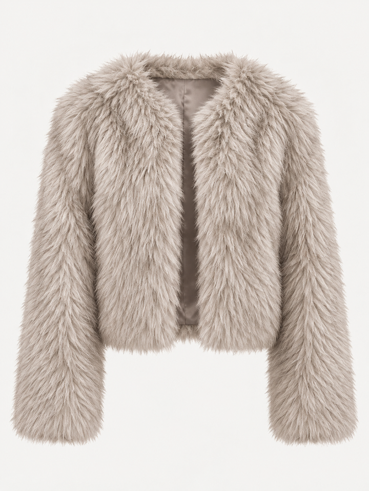 Veste courte pour femme effet fourrure à manches longues - Clémence