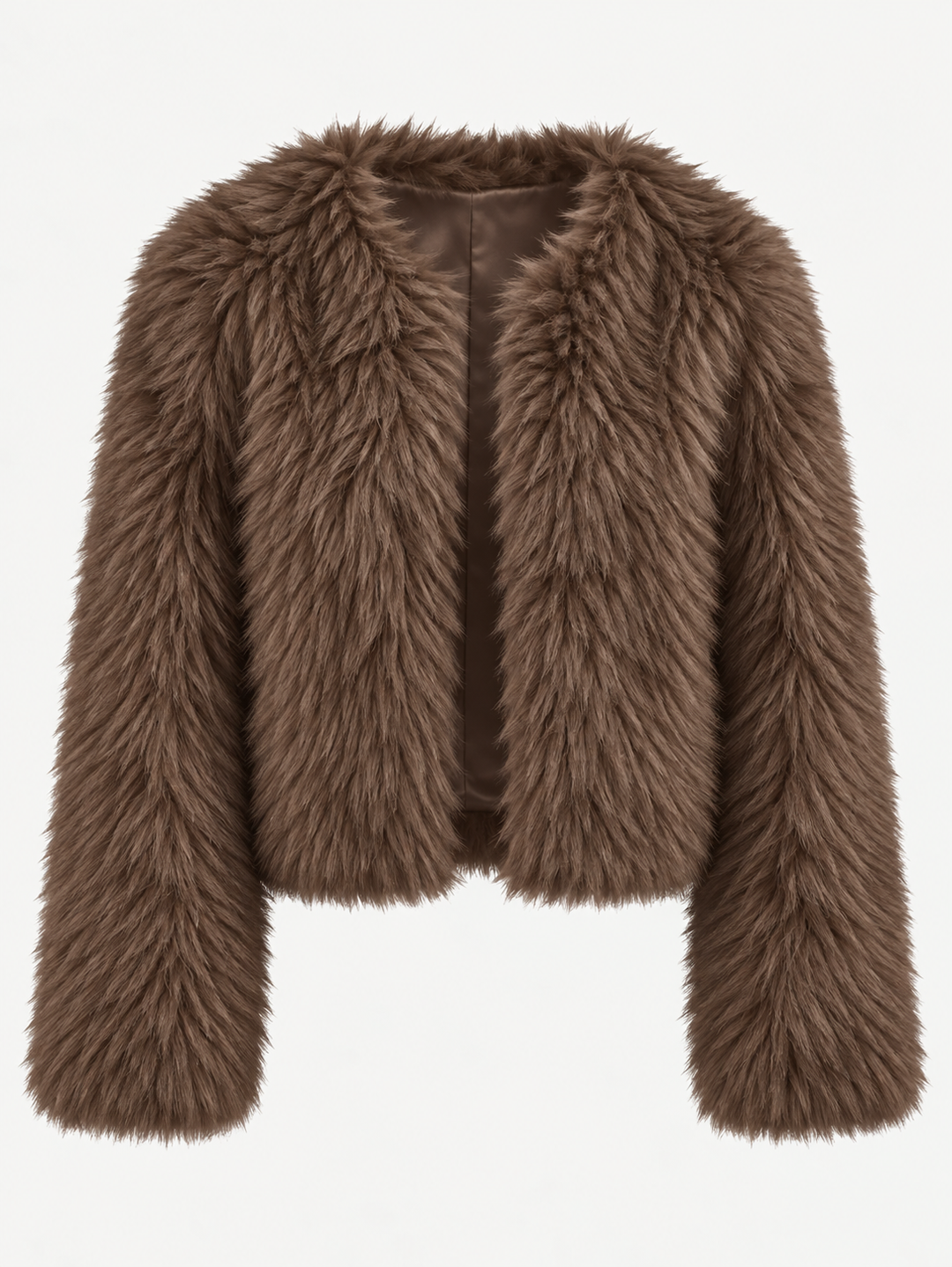 Veste courte pour femme effet fourrure à manches longues - Clémence