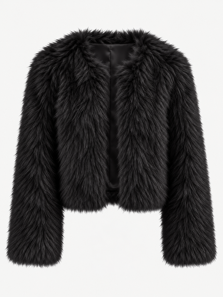 Veste courte pour femme effet fourrure à manches longues - Clémence