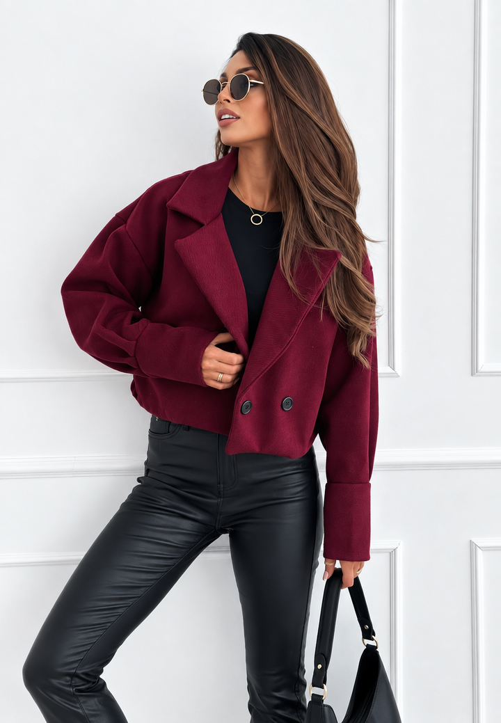 Veste courte pour femme à larges revers, coupe oversize - Céliane