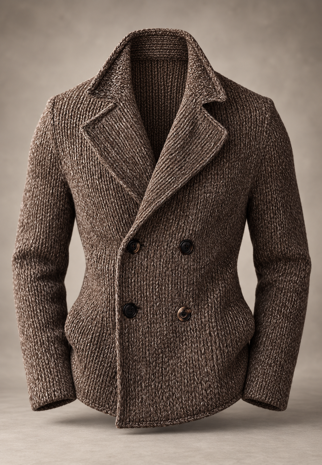 Veste en maille pour homme, double boutonnage, revers larges - Lucien