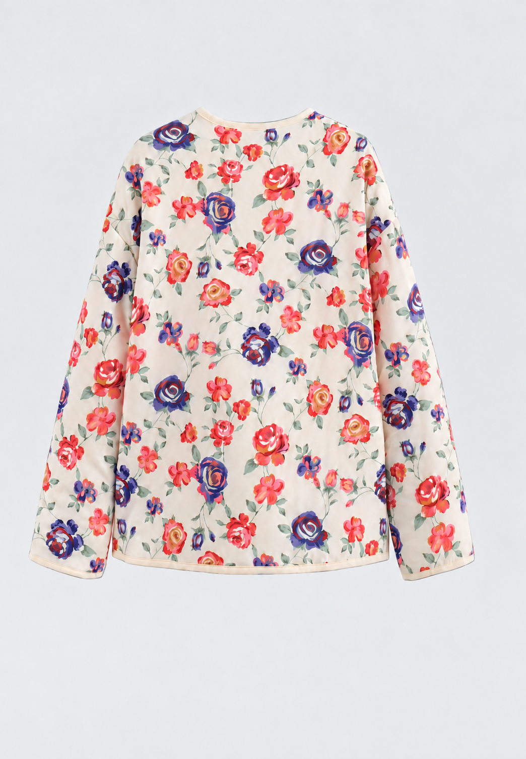 Veste fleurie femme matelassée en losanges à boutons avant - Elizabeth