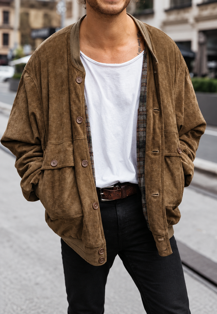 Veste homme effet daim, coupe ample, poches - Mikkel