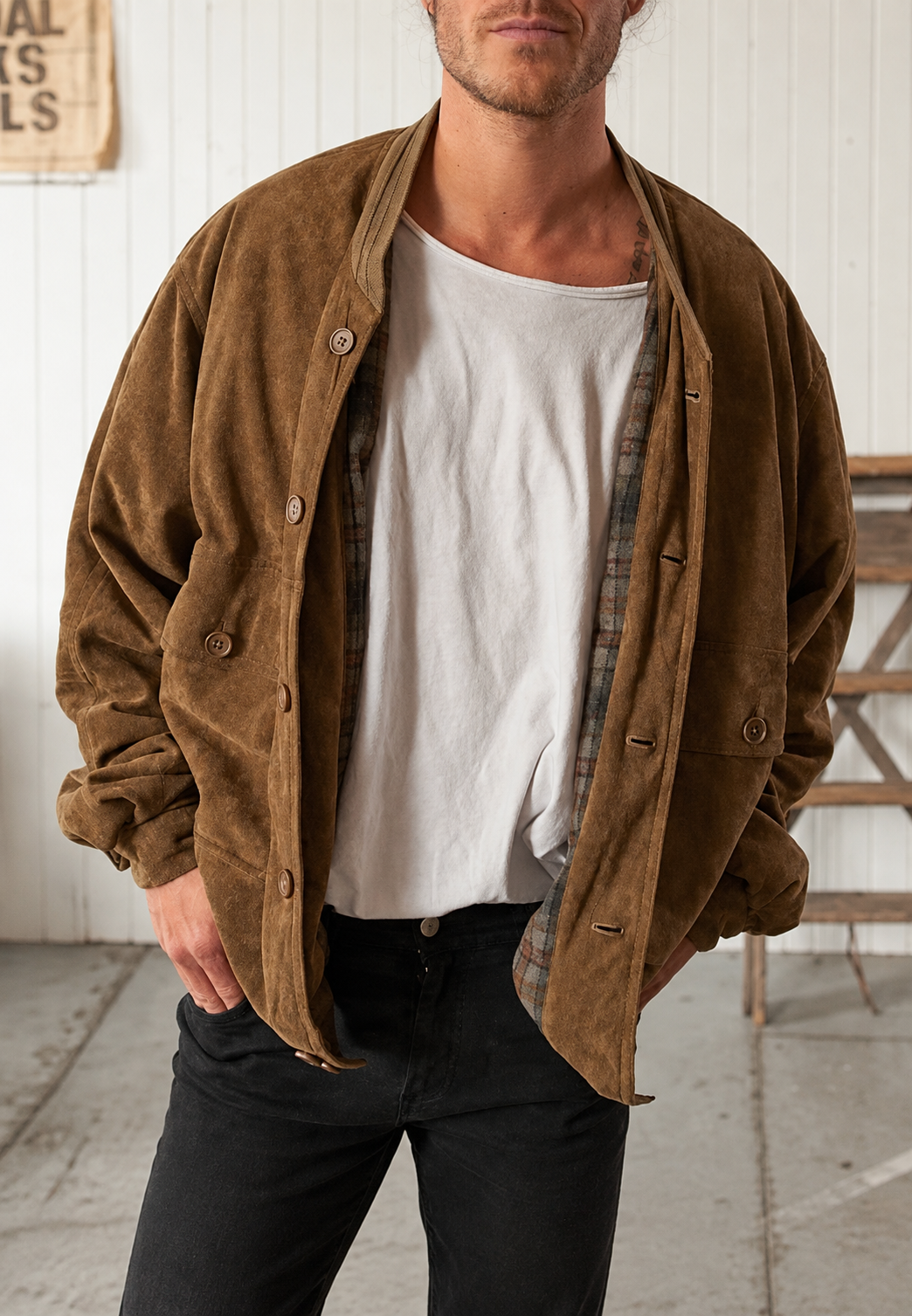 Veste homme effet daim, coupe ample, poches - Mikkel