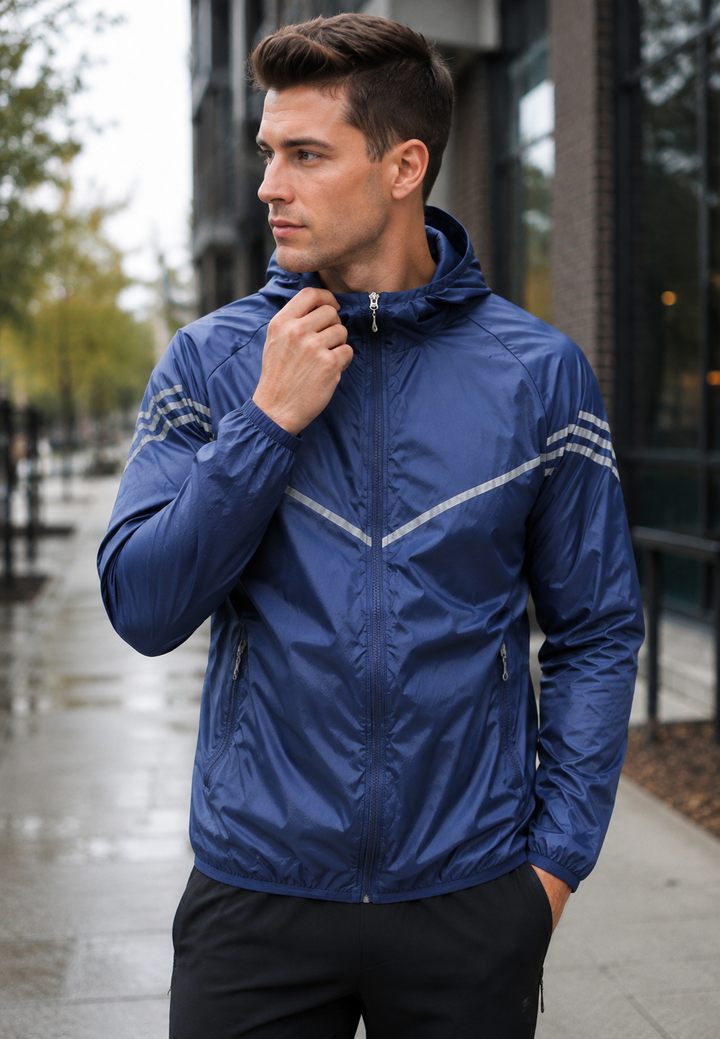 Veste imperméable pour homme avec capuche, poches et fermeture éclair - Thiago
