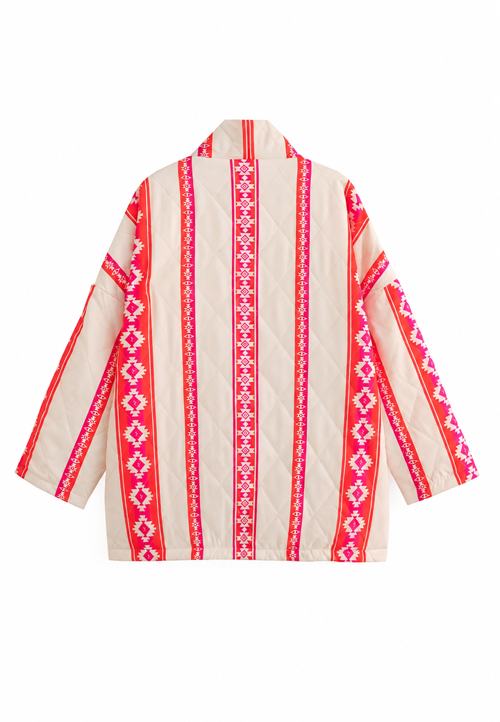 Veste kimono matelassée femme à imprimé ethnique géométrique - Tove