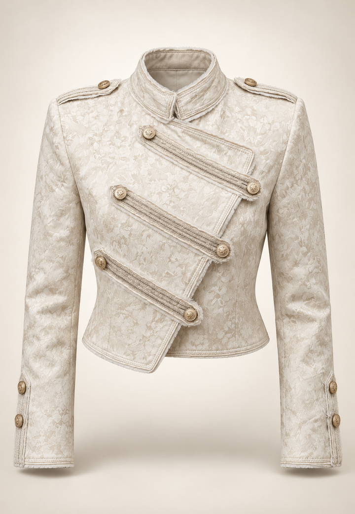 Veste femme à col mao et boutons décoratifs - Aveline