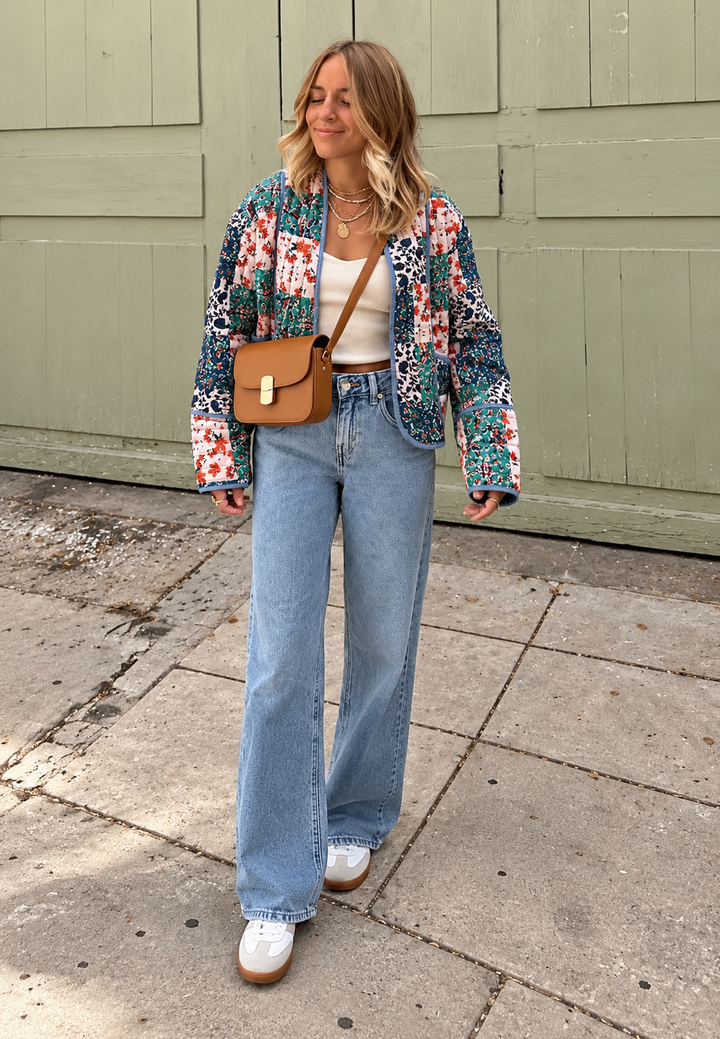 Veste matelassée femme à imprimés floraux combinés - Vetilia