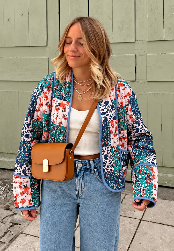 Veste matelassée femme à imprimés floraux combinés - Vetilia
