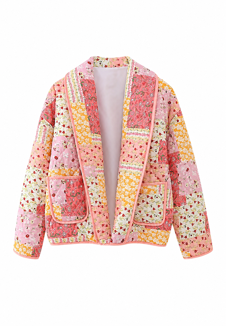 Veste matelassée femme à petites fleurs et col à revers - Zinnia