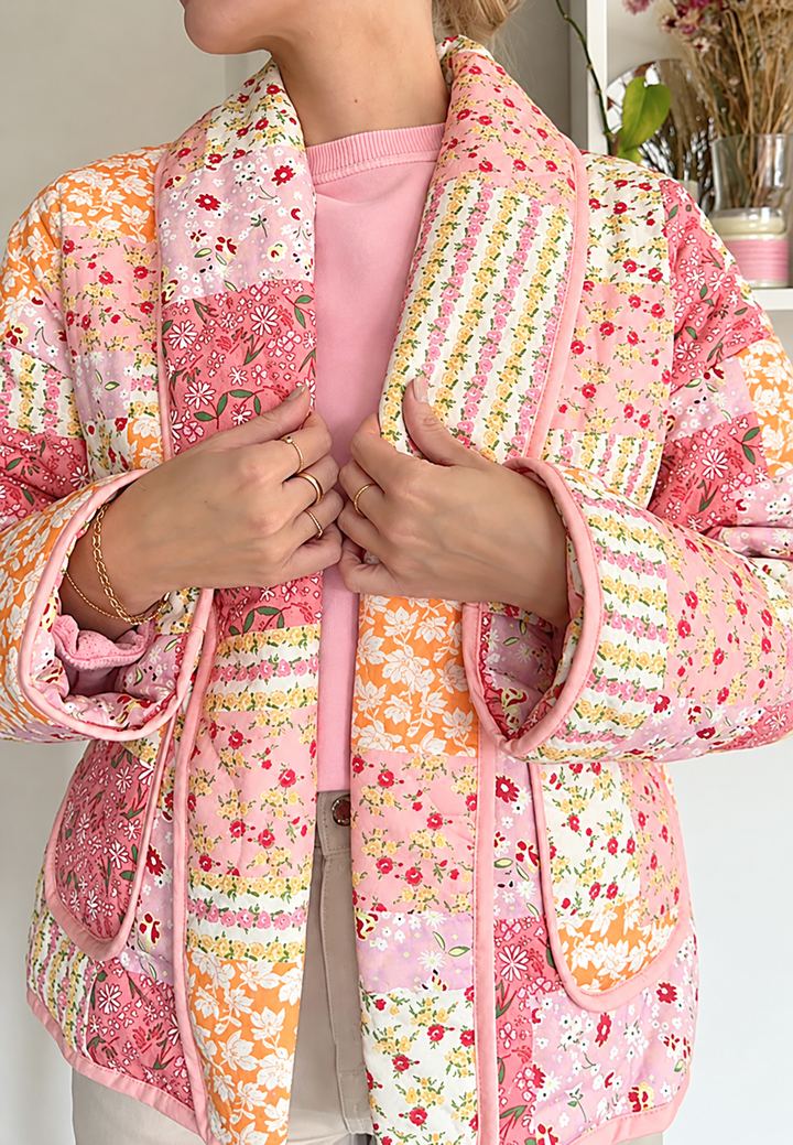 Veste matelassée femme à petites fleurs et col à revers - Zinnia