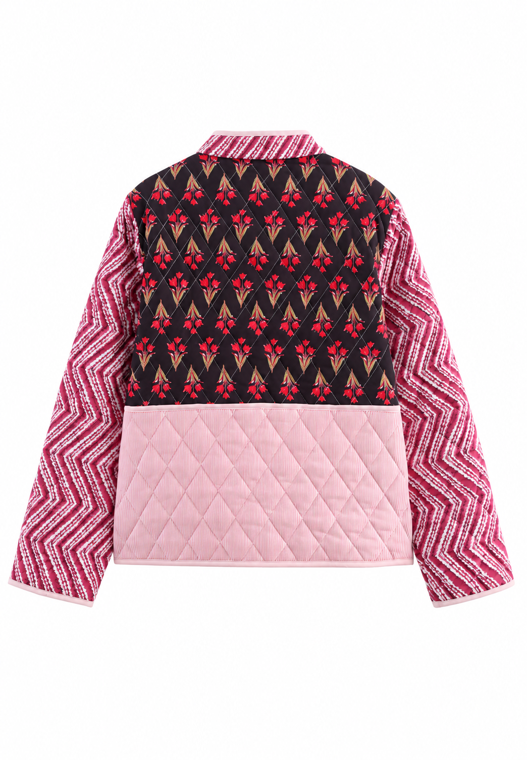 Veste matelassée fleurie femme à manches zigzag et boutons - Adriane